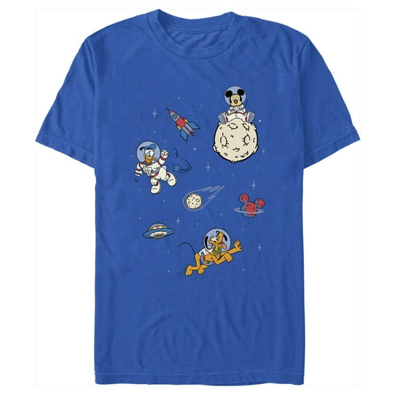 Men's Mickey & Friends Donald and Pluto Astronauts  Graphic Tee Royal Blue 3X Large