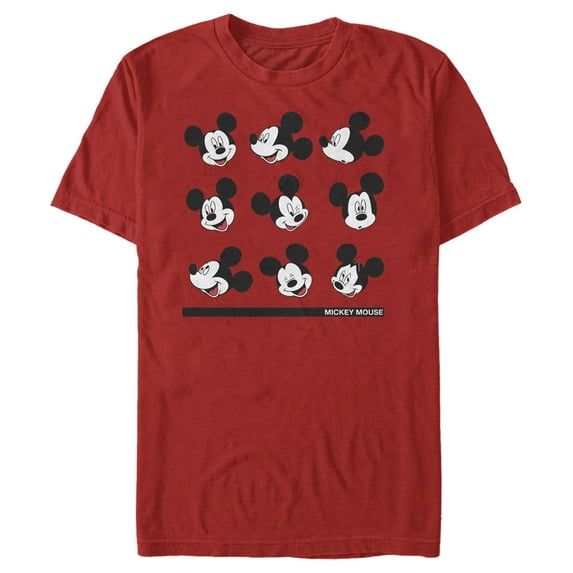 Men's Mickey & Friends Facial Expressions Graphic Tee Red Medium