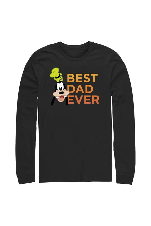 Men's Mickey & Friends Father's Day Best Goofy Dad Ever Long Sleeve Shirt Black X Large