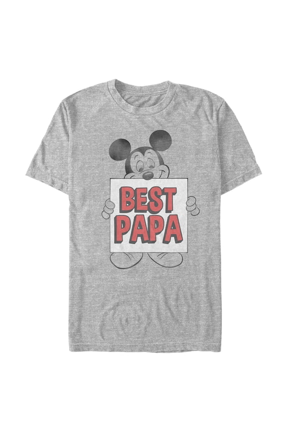 Men's Mickey & Friends Father's Day Best Papa Sign Graphic Tee Athletic Heather Large