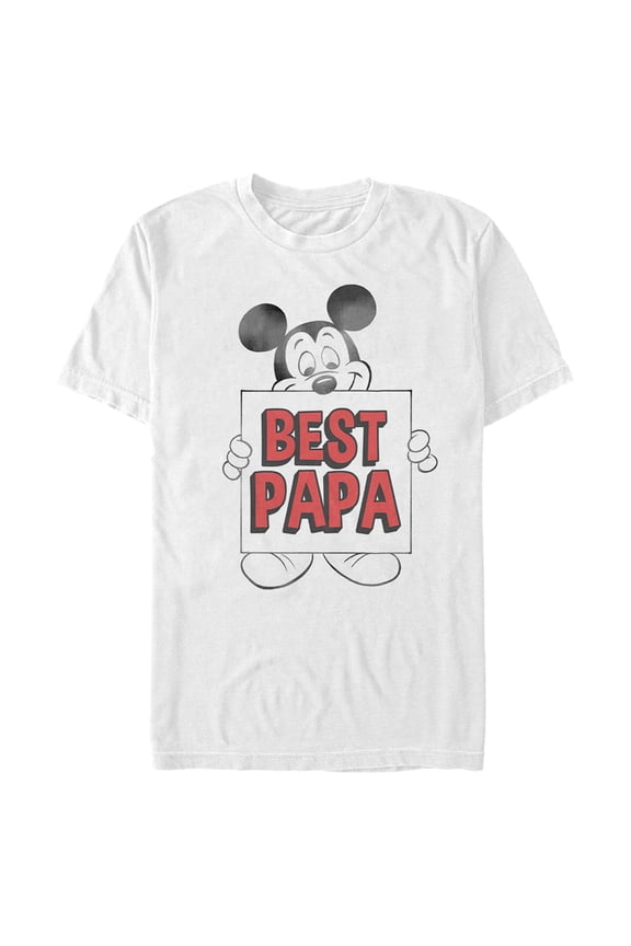 Men's Mickey & Friends Father's Day Best Papa Sign  Graphic Tee White Large