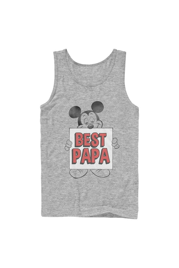 Men's Mickey & Friends Father's Day Best Papa Sign Tank Top Athletic Heather Medium
