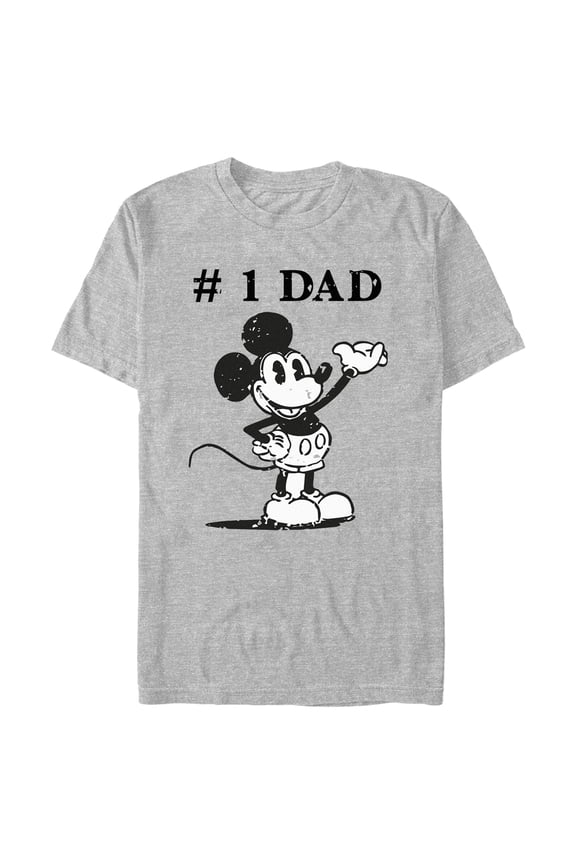 Men's Mickey & Friends Father's Day Retro #1 Dad Graphic Tee Athletic Heather 2X Large