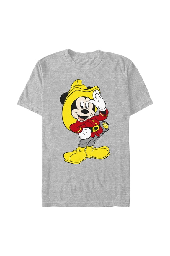 Men's Mickey & Friends Firefighter Mickey Graphic Tee Athletic Heather 3X Large