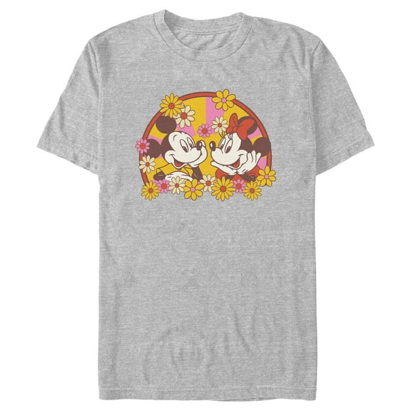 Men's Mickey & Friends Floral Couple Graphic Tee Athletic Heather Small
