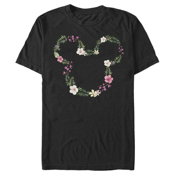 Men's Mickey & Friends Floral Logo Graphic Tee Black Large