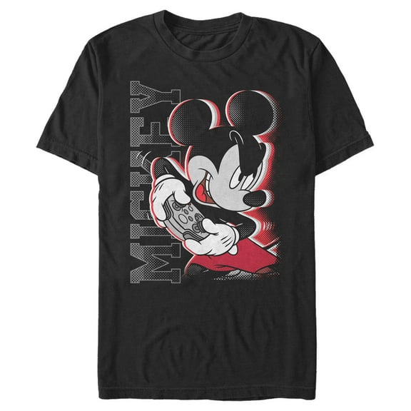 Men's Mickey & Friends Focused Gamer  Graphic Tee Black Small