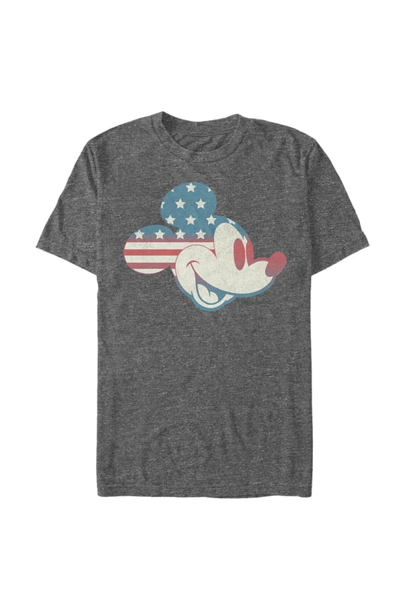 Men's Mickey & Friends Fourth of July Mickey Mouse Face Graphic Tee Charcoal Heather Medium