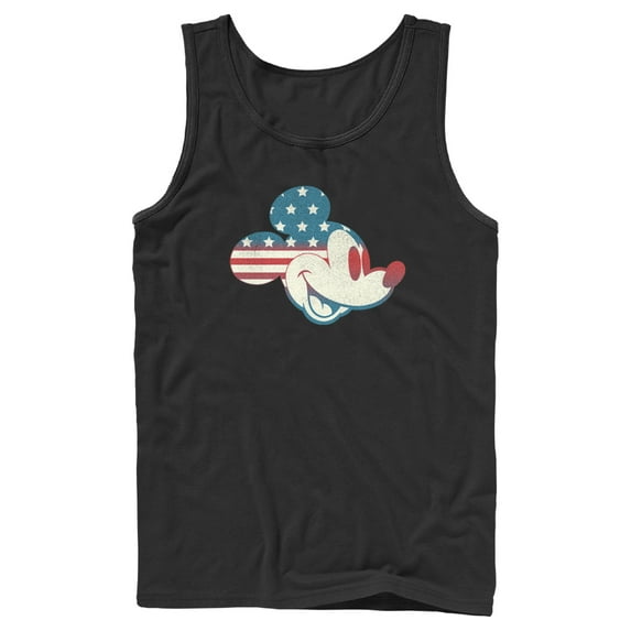 Men's Mickey & Friends Fourth of July Mickey Mouse Face Tank Top Black 2X Large