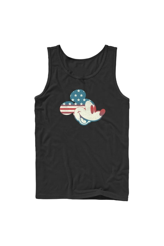 Men's Mickey & Friends Fourth of July Mickey Mouse Face Tank Top Black Large