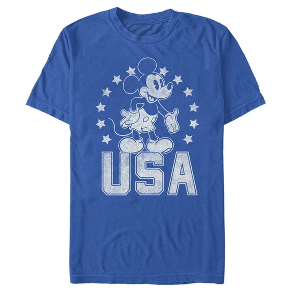 Men's Mickey & Friends Fourth of July USA Mickey Mouse Graphic Tee Royal Blue 3X Large
