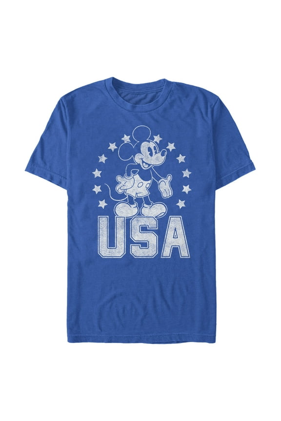 Men's Mickey & Friends Fourth of July USA Mickey Mouse Graphic Tee Royal Blue Large