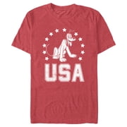 Mens Mickey & Friends Fourth of July USA Pluto Graphic Tee Red Heather Large