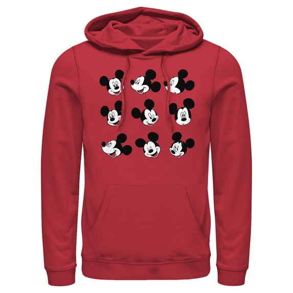 Men's Mickey & Friends Funny Faces Pull Over Hoodie Red Large