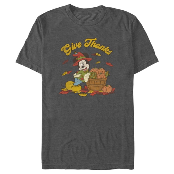 Men's Mickey & Friends Give Thanks Scarecrow Mickey Graphic T-Shirt
