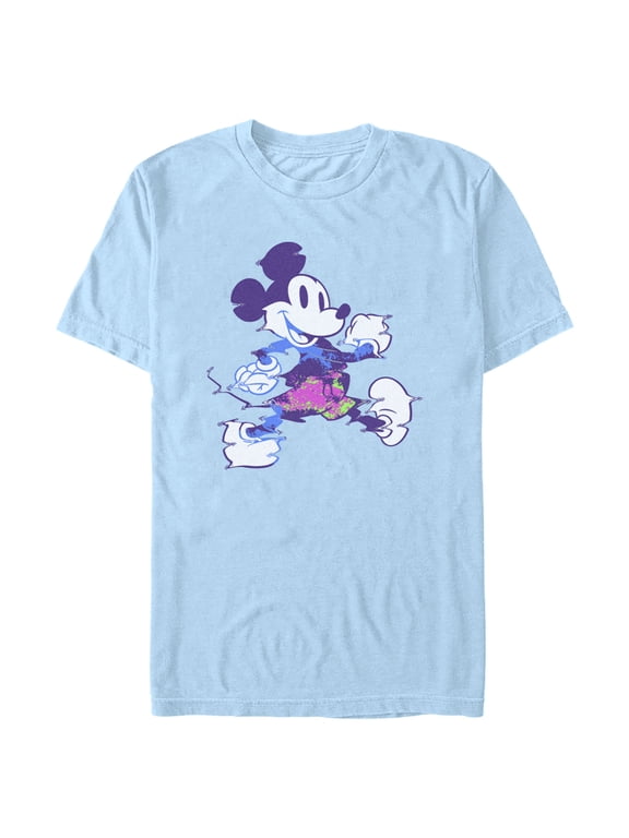 Men's Mickey & Friends Glitch Mickey Graphic Tee Light Blue Medium