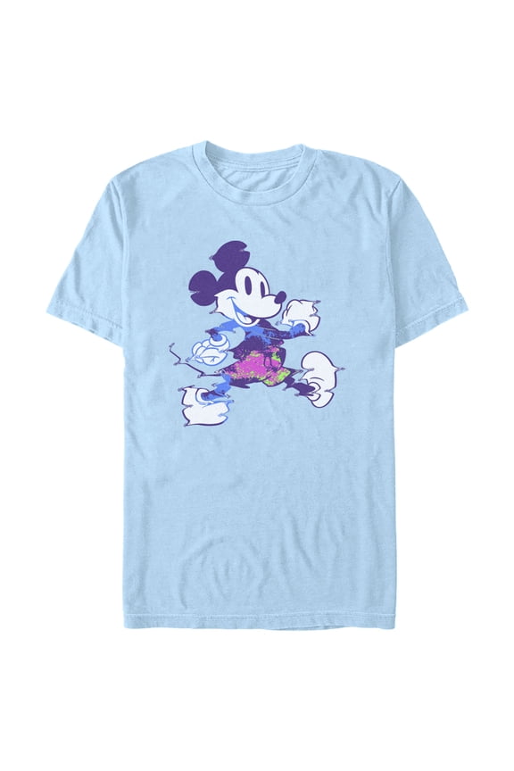 Men's Mickey & Friends Glitch Mickey Graphic Tee Light Blue Small