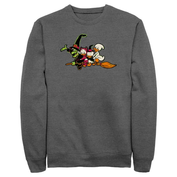 Men's Mickey & Friends Halloween Huey Dewy and Louie  Sweatshirt Charcoal Heather Small
