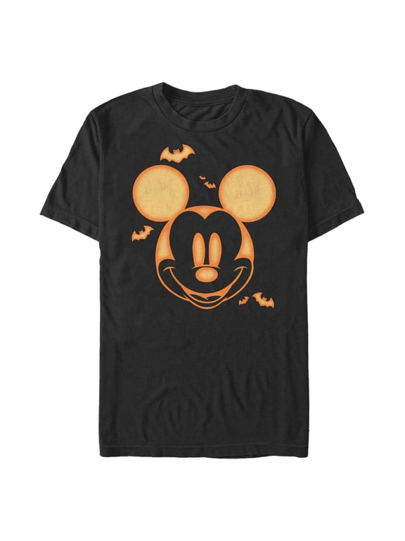 Men's Mickey & Friends Halloween Pumpkin Face Graphic Tee Black Large
