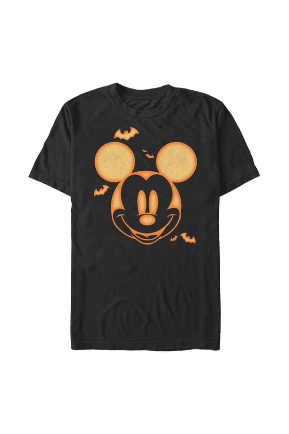 Men's Mickey & Friends Halloween Pumpkin Face Graphic Tee Black Medium