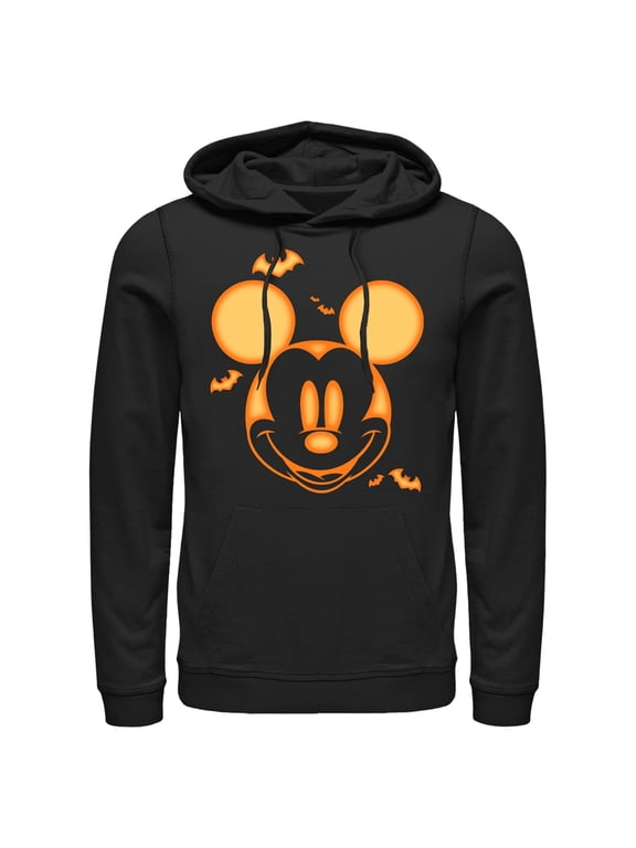 Men's Mickey & Friends Halloween Pumpkin Face Pull Over Hoodie Black Medium