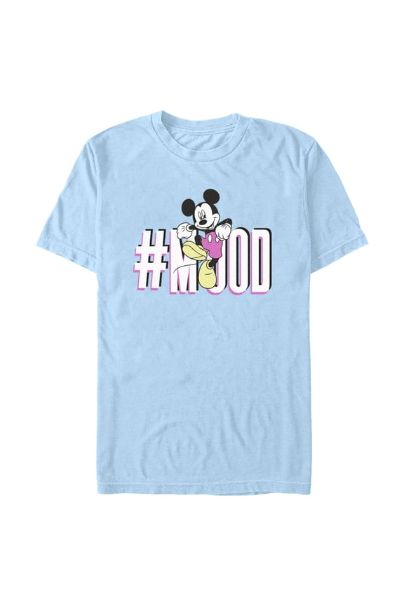 Men's Mickey & Friends Hashtag Mood  Graphic Tee Light Blue Small