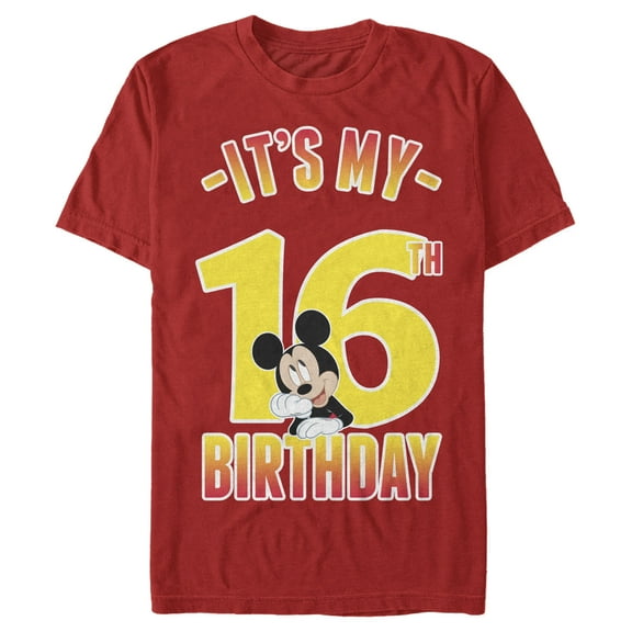 Men's Mickey & Friends It's My 16th Birthday Graphic Tee Red Medium