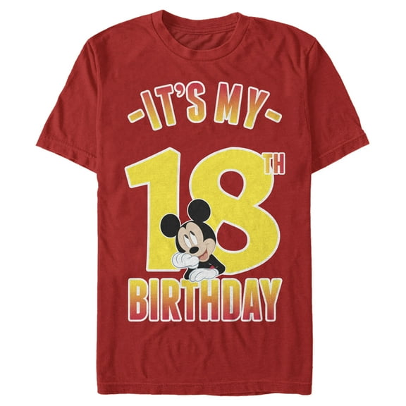 Men's Mickey & Friends It's My 18th Birthday  Graphic Tee Red Large