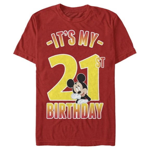 Men's Mickey & Friends It's My 21st Birthday  Graphic Tee Red 3X Large