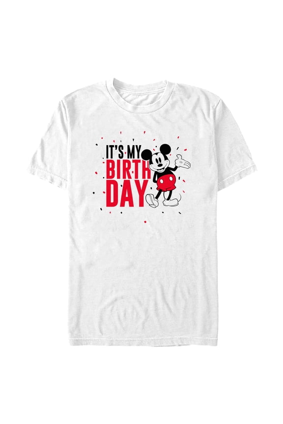 Men's Mickey & Friends It's My Birthday Retro Mouse Graphic Tee White Large
