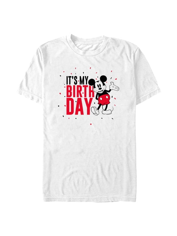 Men's Mickey & Friends It's My Birthday Retro Mouse Graphic Tee White Medium