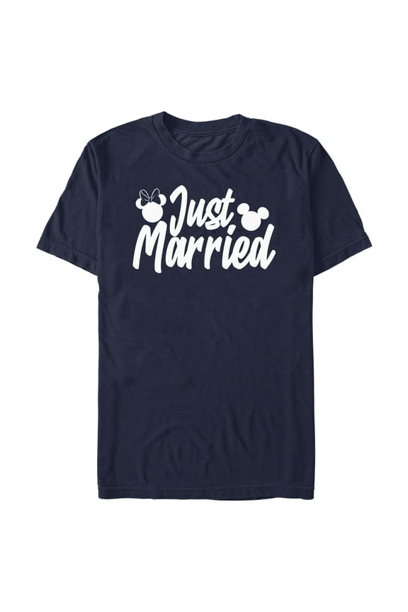 Men's Mickey & Friends Just Married Mice Graphic Tee Navy Blue Large