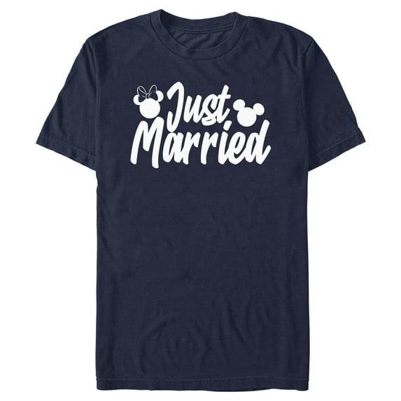 Men's Mickey & Friends Just Married Mice Graphic Tee Navy Blue Medium
