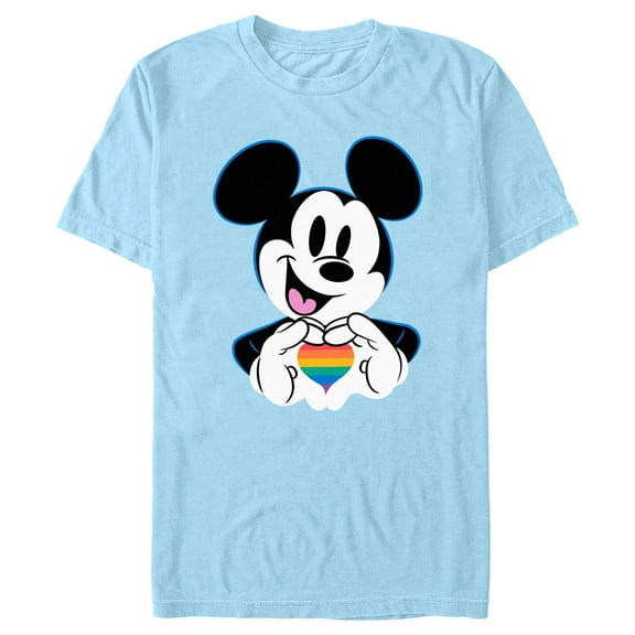 Men's Mickey & Friends LGBTQIA  Heart  Graphic Tee Light Blue 3X Large