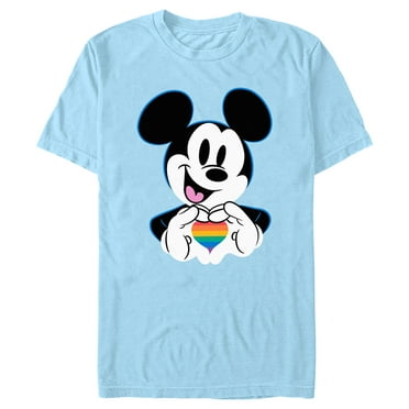 Men's Mickey & Friends LGBTQIA  Heart  Graphic Tee Light Blue Medium