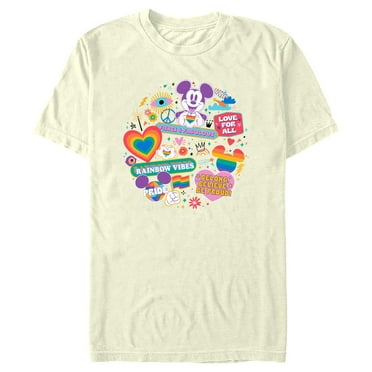 Men's Mickey & Friends LGBTQIA+ Pride Doodles  Graphic Tee Beige X Large