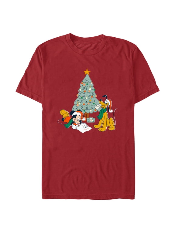Men's Mickey & Friends Letter for Santa Graphic Tee Cardinal 2X Large