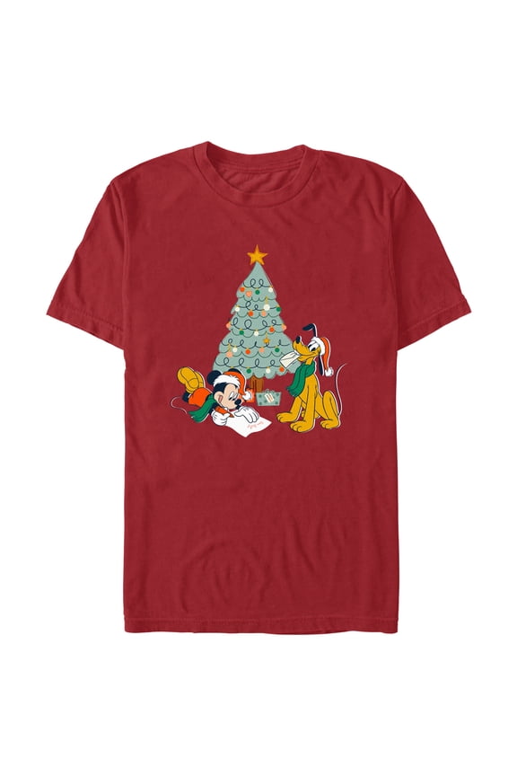 Men's Mickey & Friends Letter for Santa Graphic Tee Cardinal Small