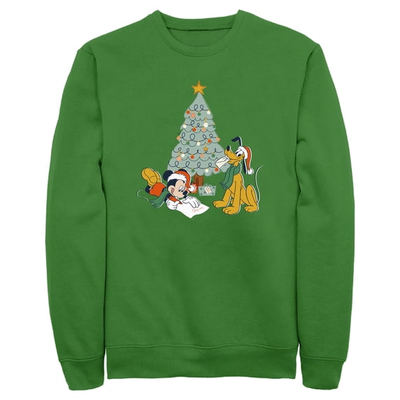 Men's Mickey & Friends Letter for Santa Sweatshirt Kelly Green 3X Large