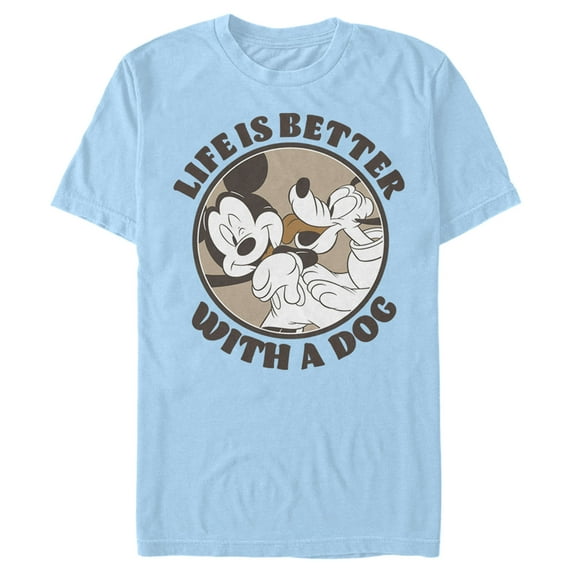 Men's Mickey & Friends Life is Better with a Dog Graphic Tee Light Blue 2X Large