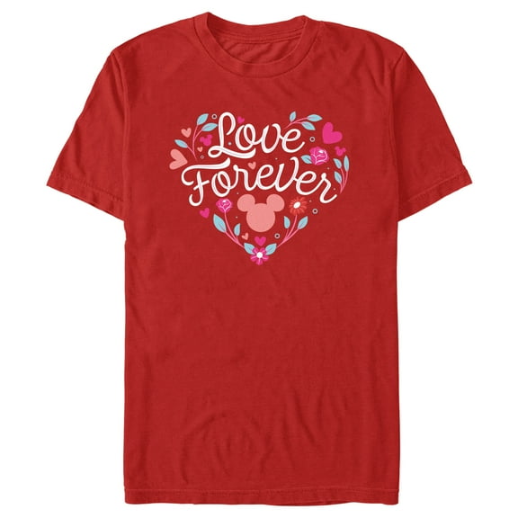 Men's Mickey & Friends Love Forever Heart  Graphic Tee Red X Large
