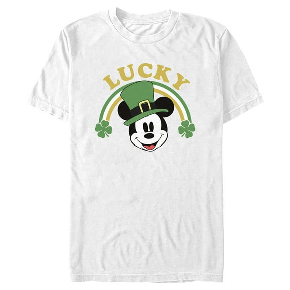 Men's Mickey & Friends Lucky Rainbow Graphic Tee White Medium