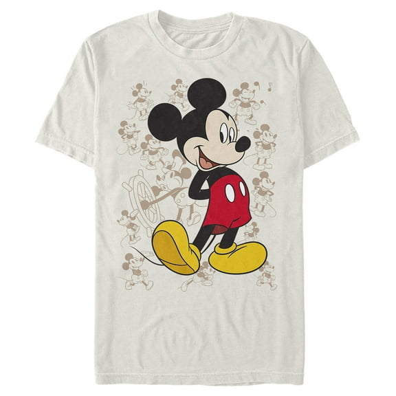 Men's Mickey & Friends Many Retro Poses Graphic Tee Beige Large