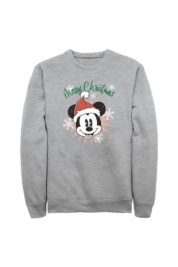 Men's Mickey & Friends Merry Christmas Distressed Mickey Sweatshirt