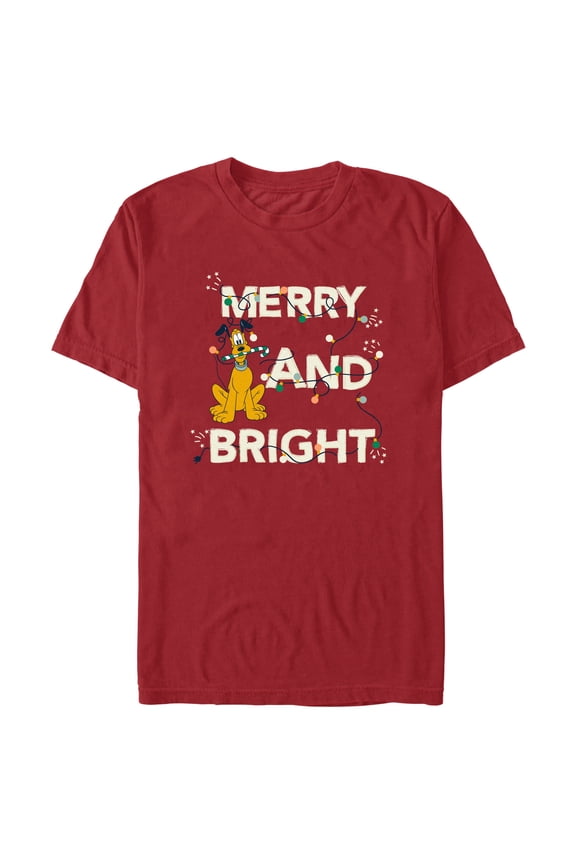 Men's Mickey & Friends Merry and Bright Pluto Graphic Tee Cardinal Medium