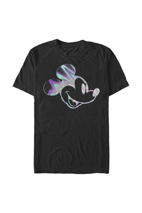Men's Mickey & Friends Metallic Face  Graphic Tee Black Large