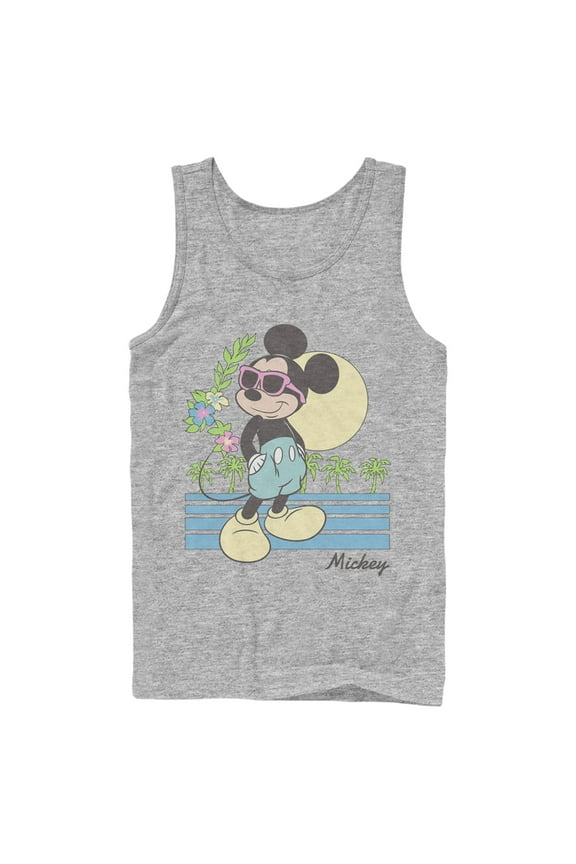 Men's Mickey & Friends Mickey & Friends Retro Tropical Vacation Tank Top Athletic Heather Medium