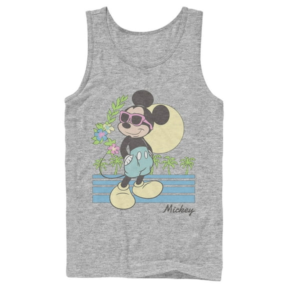 Men's Mickey & Friends Mickey & Friends Retro Tropical Vacation  Tank Top Athletic Heather X Large