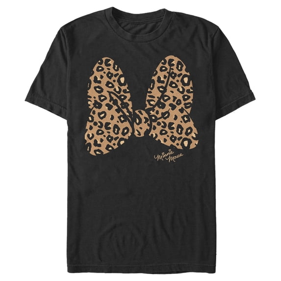 Men's Mickey & Friends Mickey & Minnie Mouse Cheetah Print Bow Signature Graphic Tee Black Large