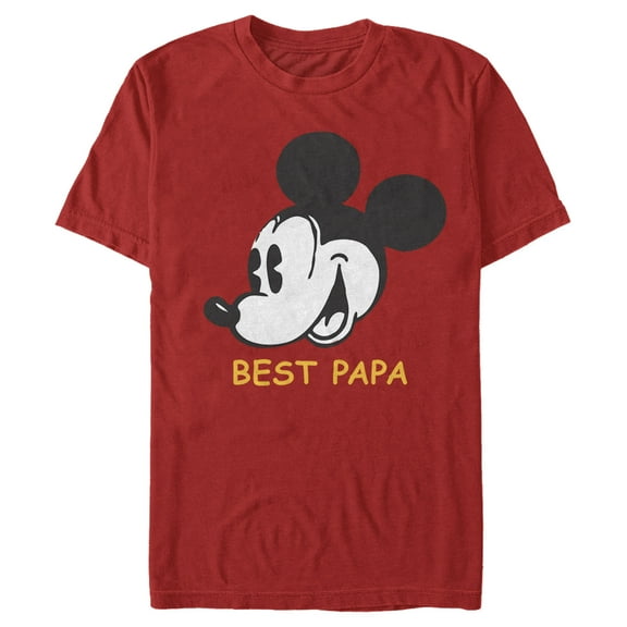 Men's Mickey & Friends Mickey Mouse Best Papa Vintage  Graphic Tee Red Medium